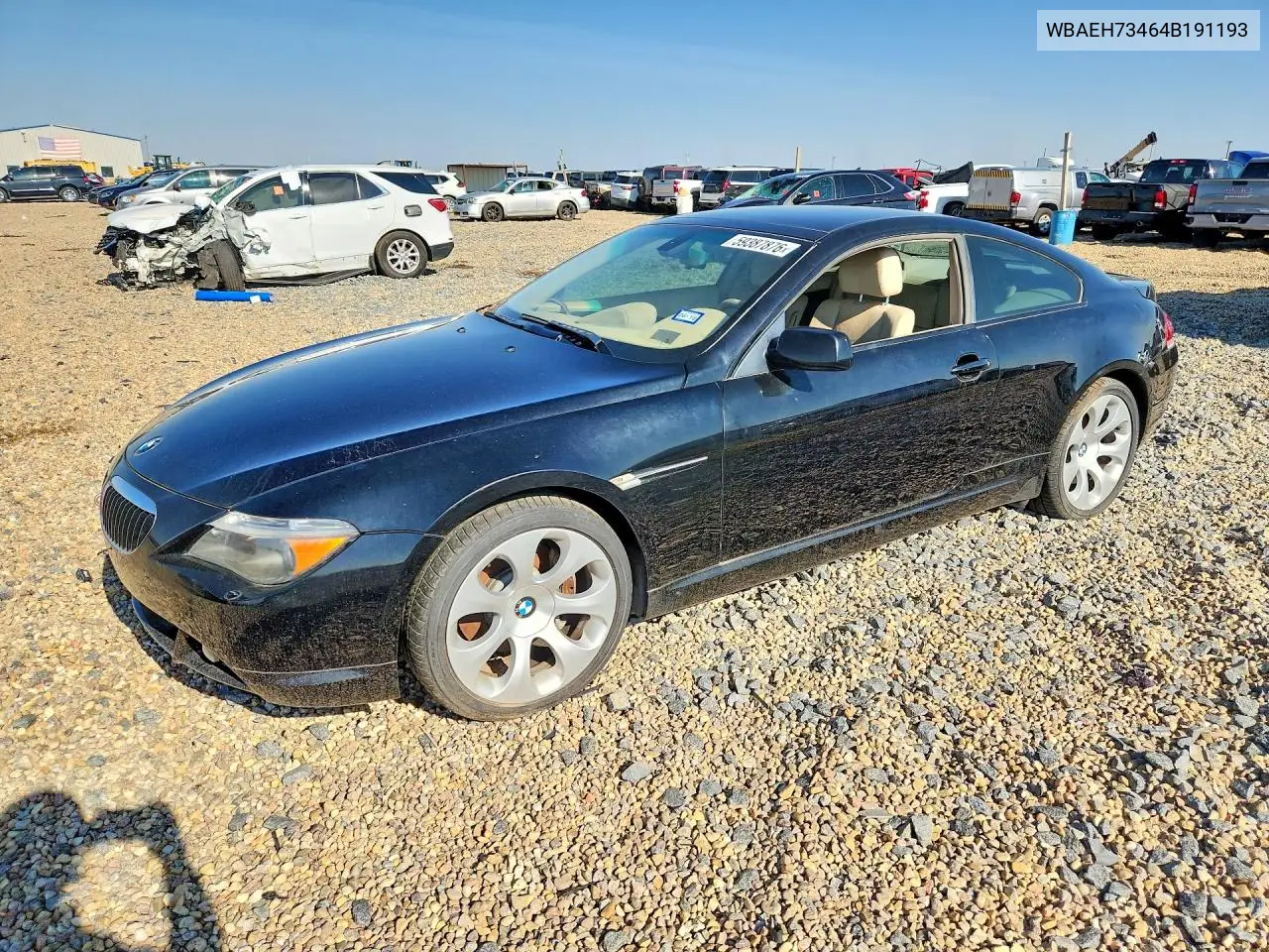 2004 BMW 645 Ci Automatic VIN: WBAEH73464B191193 Lot: 59387876