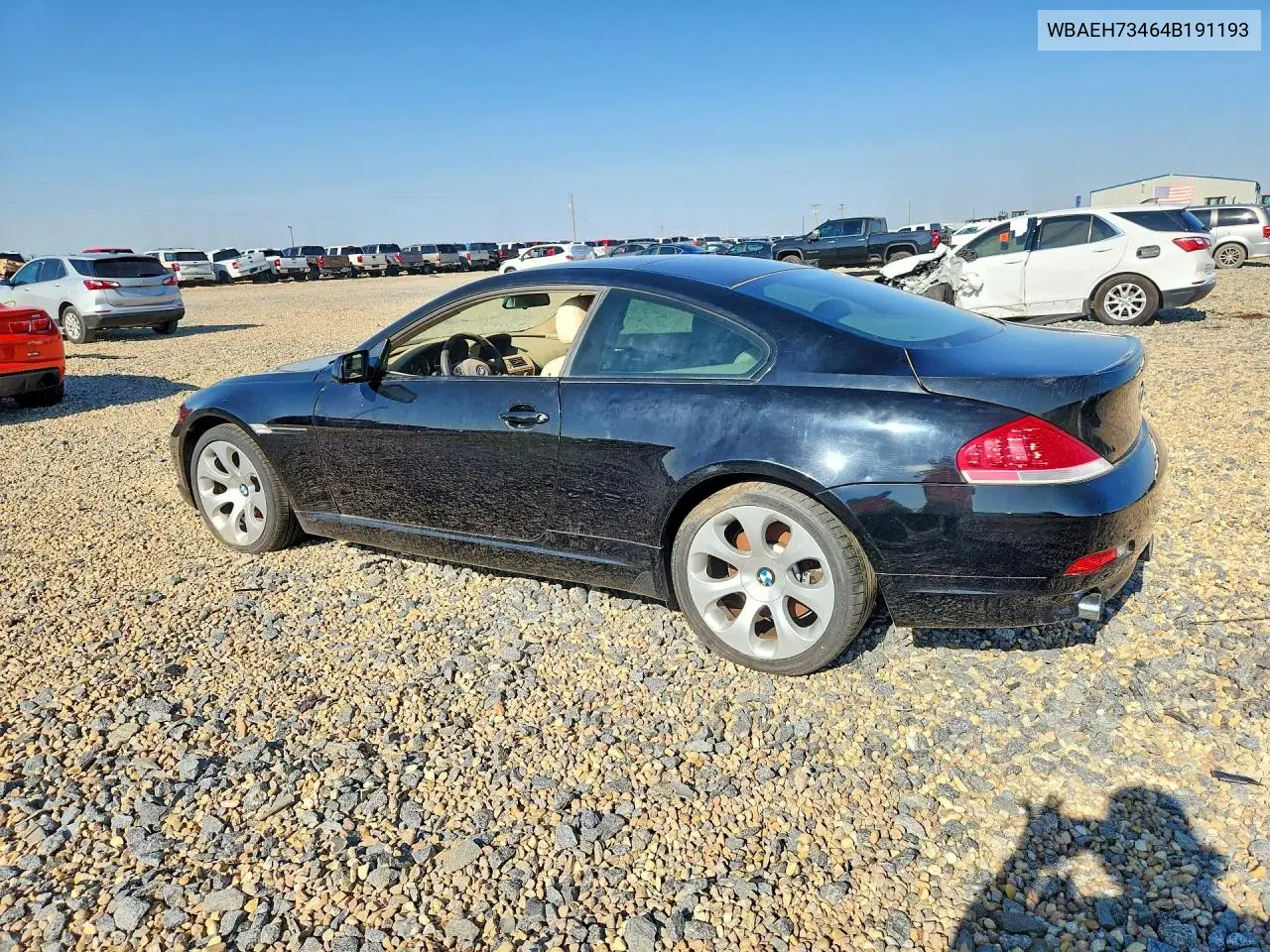 2004 BMW 645 Ci Automatic VIN: WBAEH73464B191193 Lot: 59387876