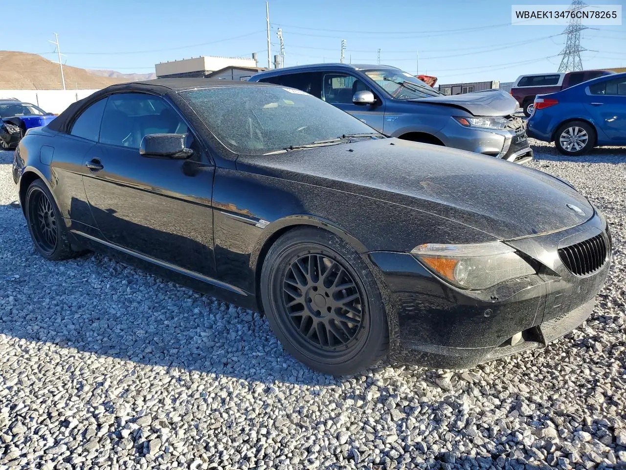 2006 BMW 650 I VIN: WBAEK13476CN78265 Lot: 52905066