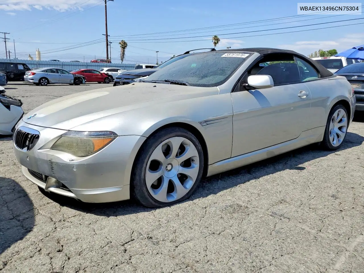 2006 BMW 650 I VIN: WBAEK13496CN75304 Lot: 58761976