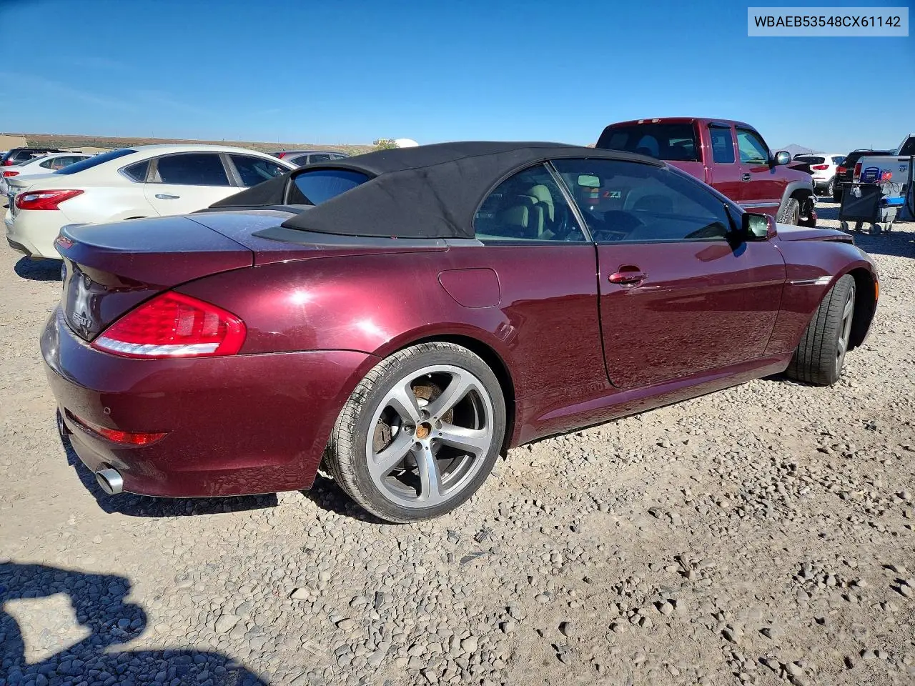 2008 BMW 650 I VIN: WBAEB53548CX61142 Lot: 52958436
