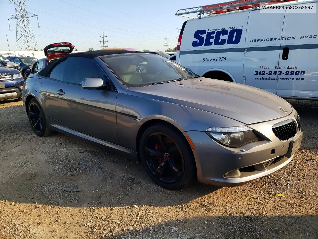 2008 BMW 650 I VIN: WBAEB53568CX62597 Lot: 60972596