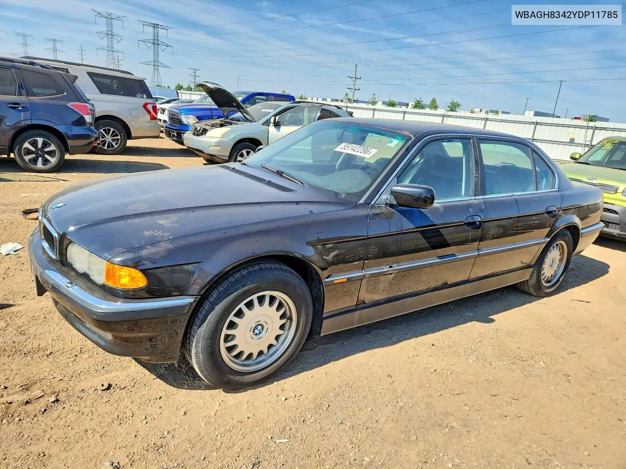 2000 BMW 740 Il VIN: WBAGH8342YDP11785 Lot: 55142286