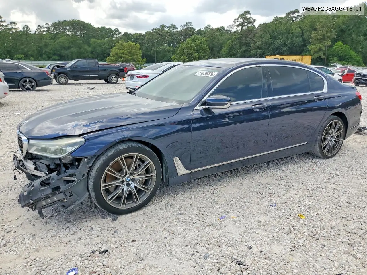 2016 BMW 750 Xi VIN: WBA7F2C5XGG415101 Lot: 59636376
