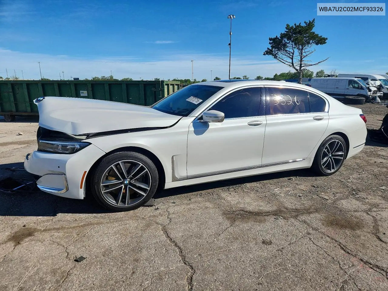 2021 BMW 750 Xi VIN: WBA7U2C02MCF93326 Lot: 57073716