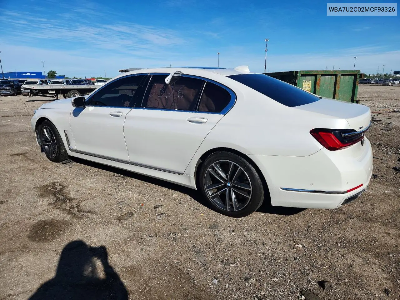 2021 BMW 750 Xi VIN: WBA7U2C02MCF93326 Lot: 57073716