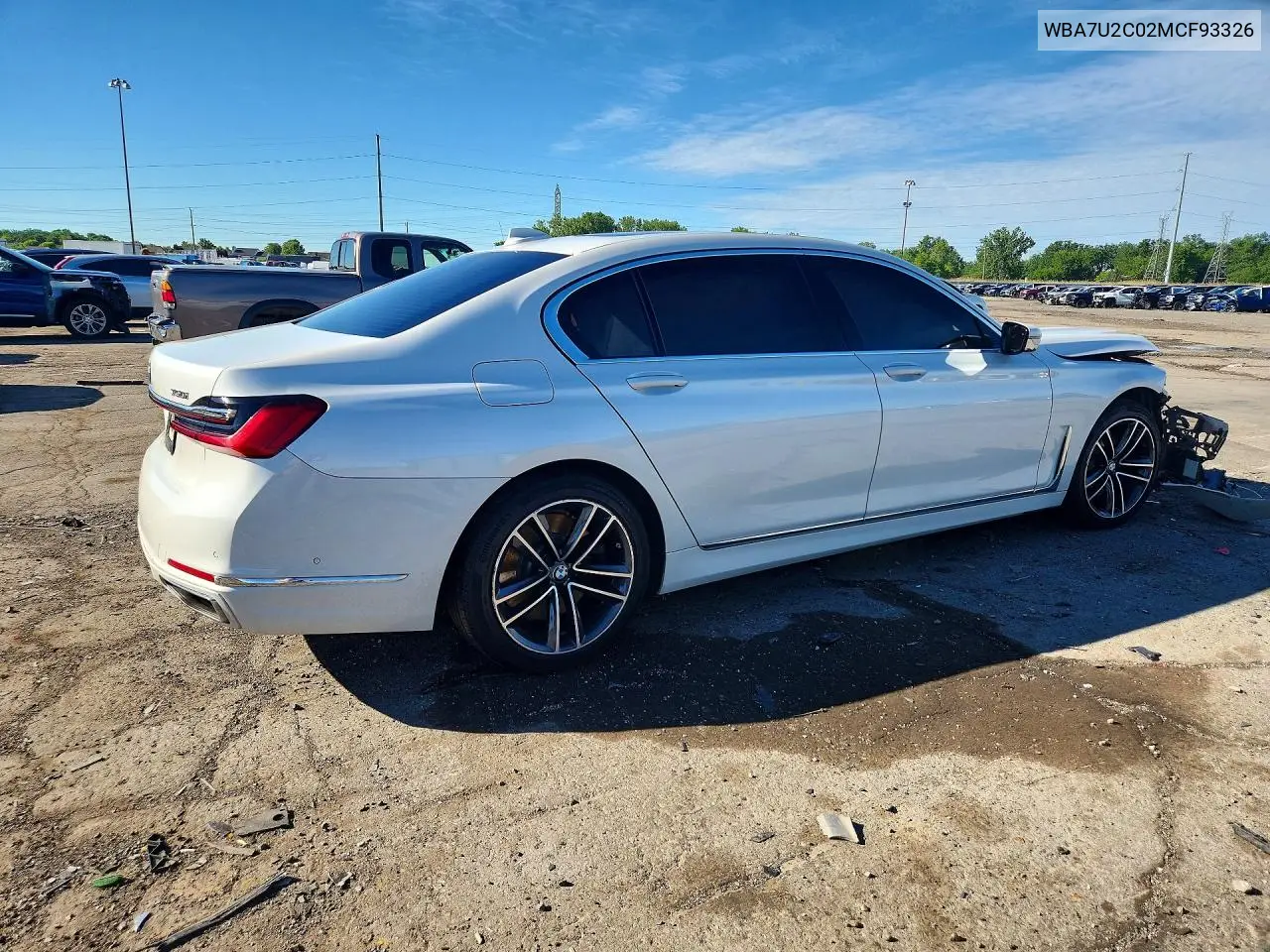 2021 BMW 750 Xi VIN: WBA7U2C02MCF93326 Lot: 57073716