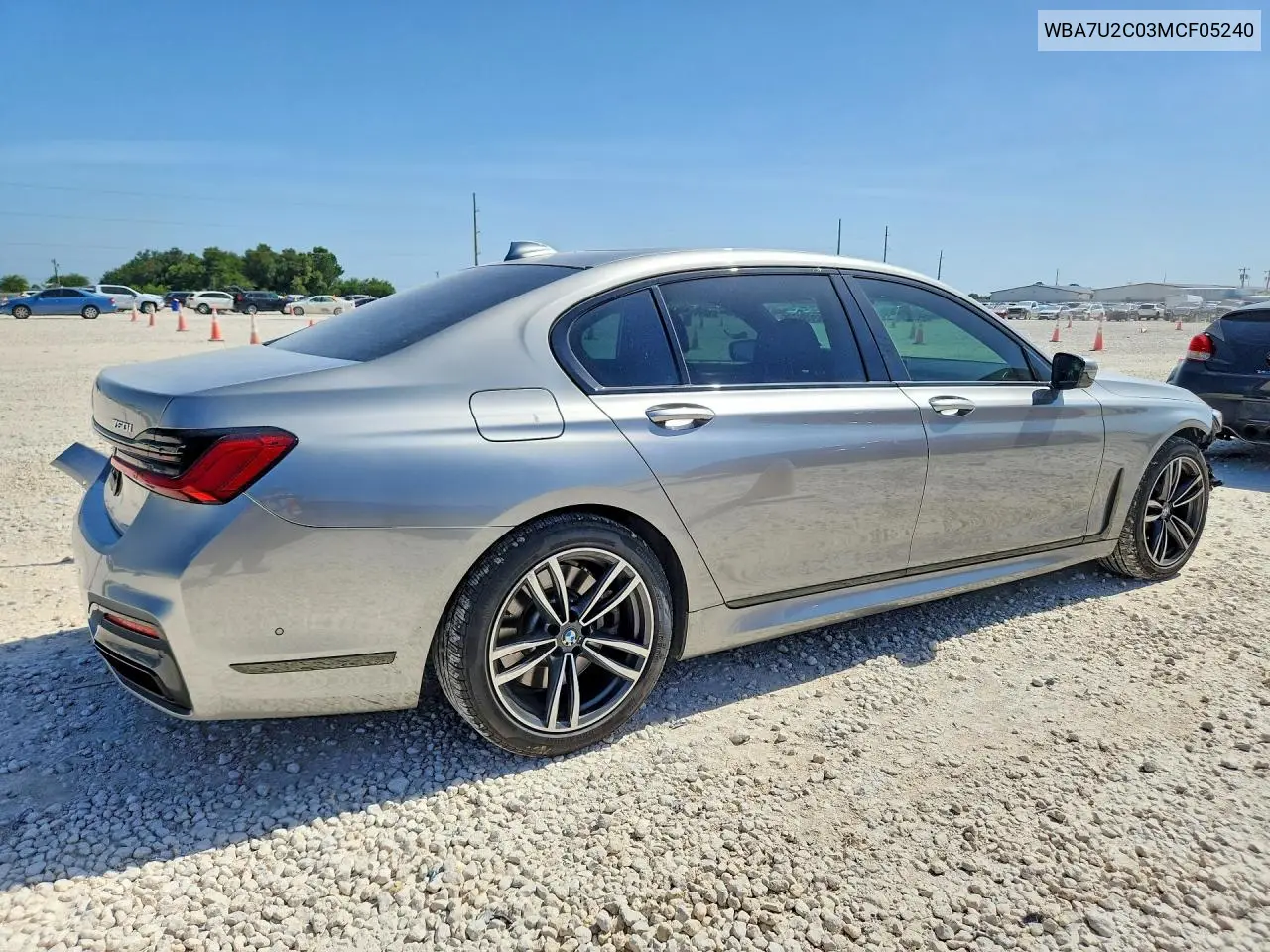 2021 BMW 750 Xi VIN: WBA7U2C03MCF05240 Lot: 62050726