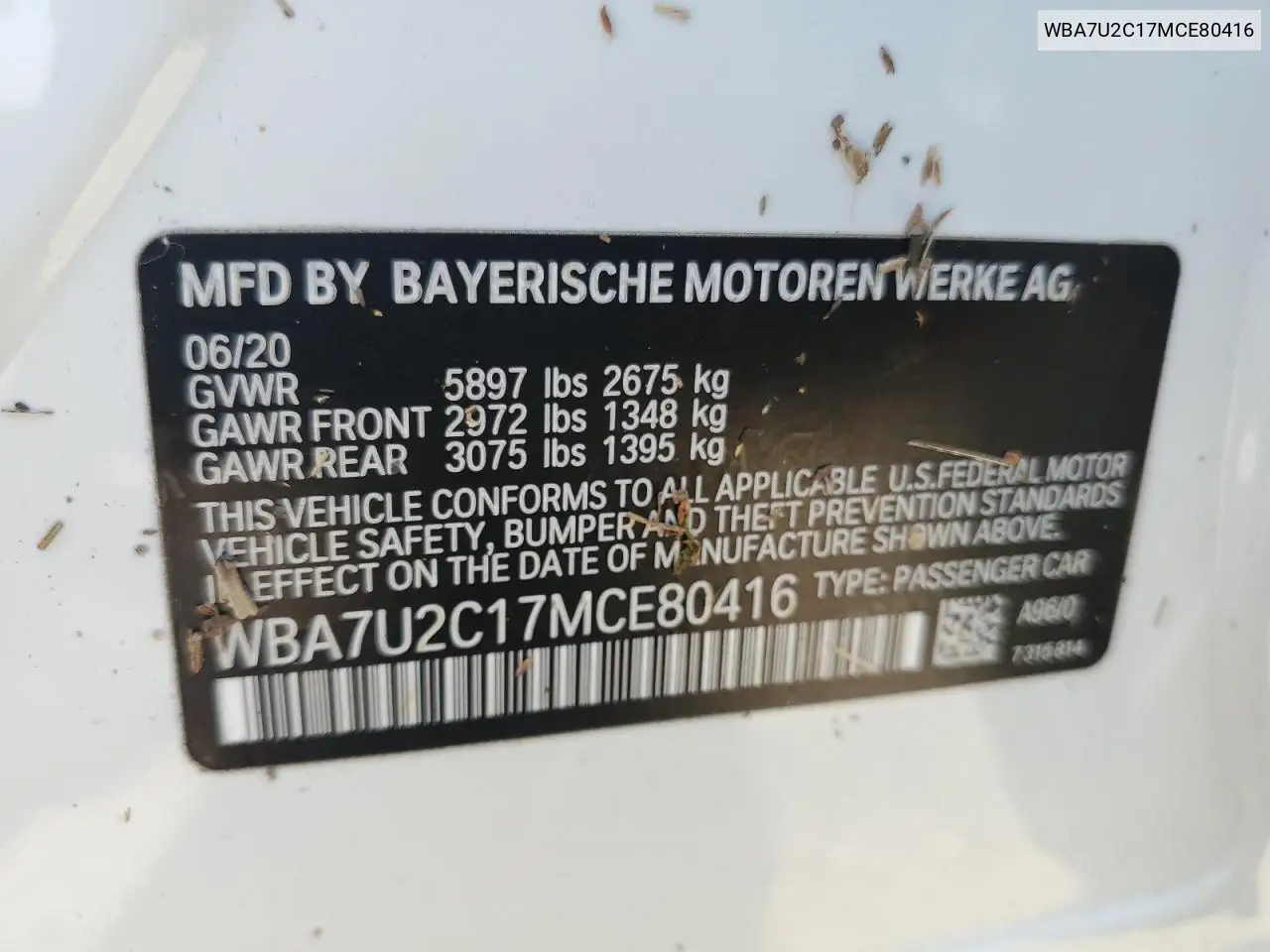 WBA7U2C17MCE80416 2021 BMW Alpina B7