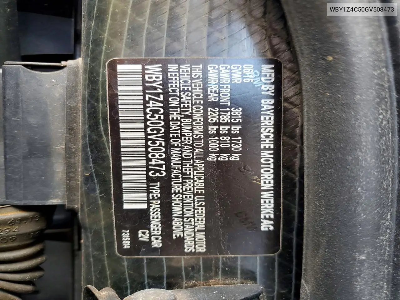 2016 BMW I3 Rex VIN: WBY1Z4C50GV508473 Lot: 47986426