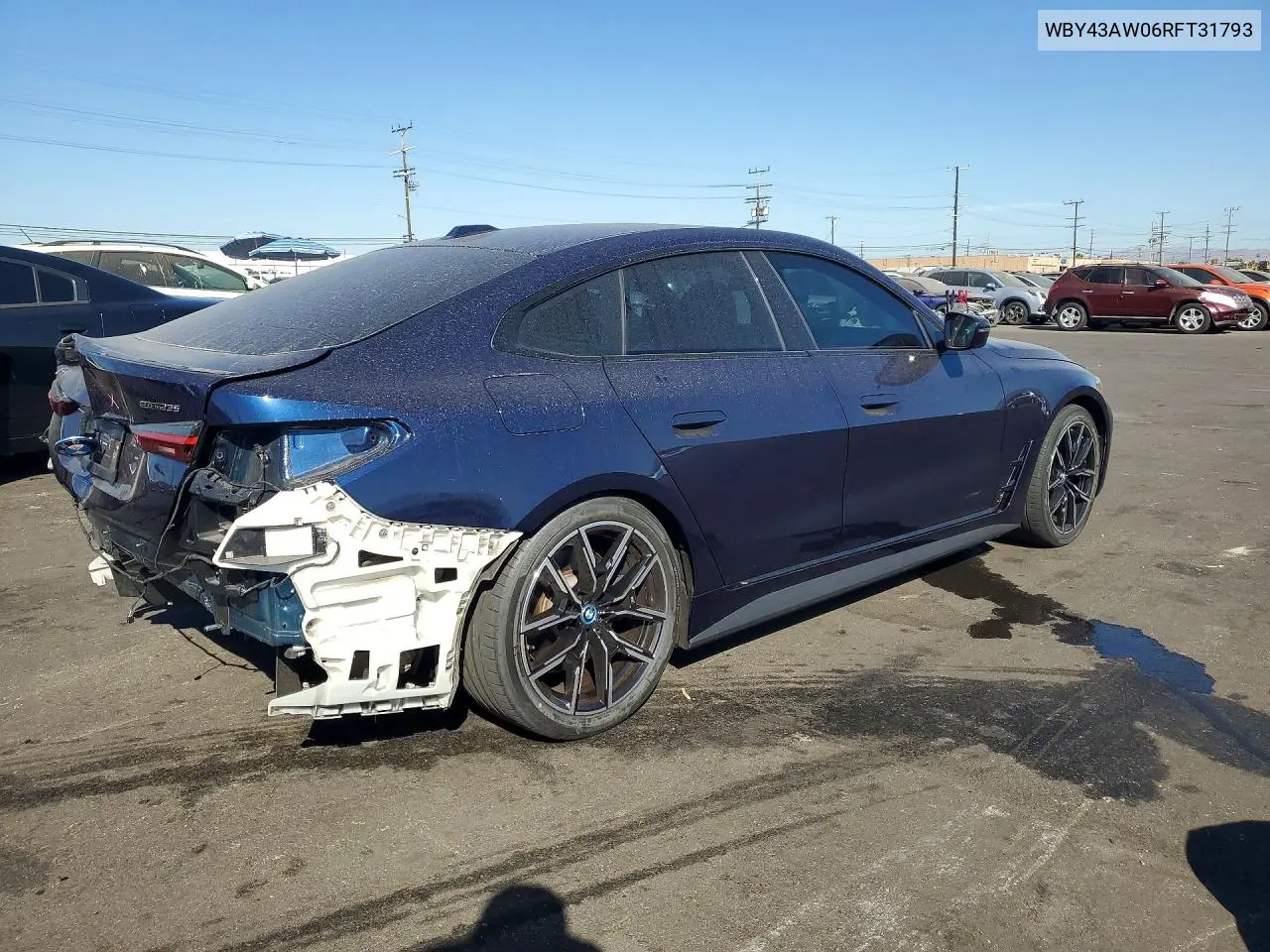 2024 BMW I4 Edrive 35 VIN: WBY43AW06RFT31793 Lot: 58095306