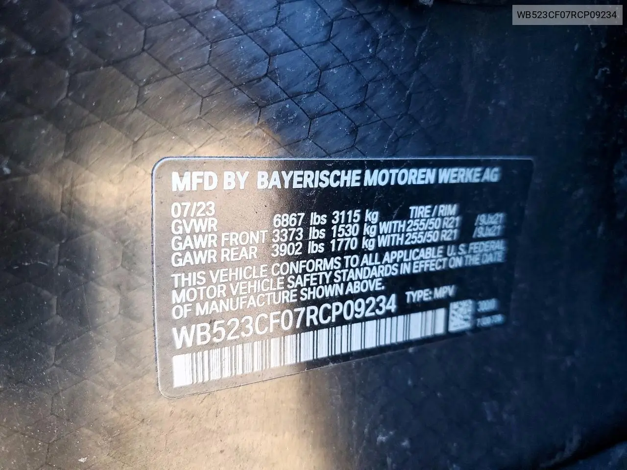 2024 BMW Ix xDrive50 VIN: WB523CF07RCP09234 Lot: 75538455