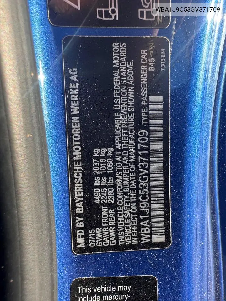 2016 BMW M235Xi VIN: WBA1J9C53GV371709 Lot: 60015956