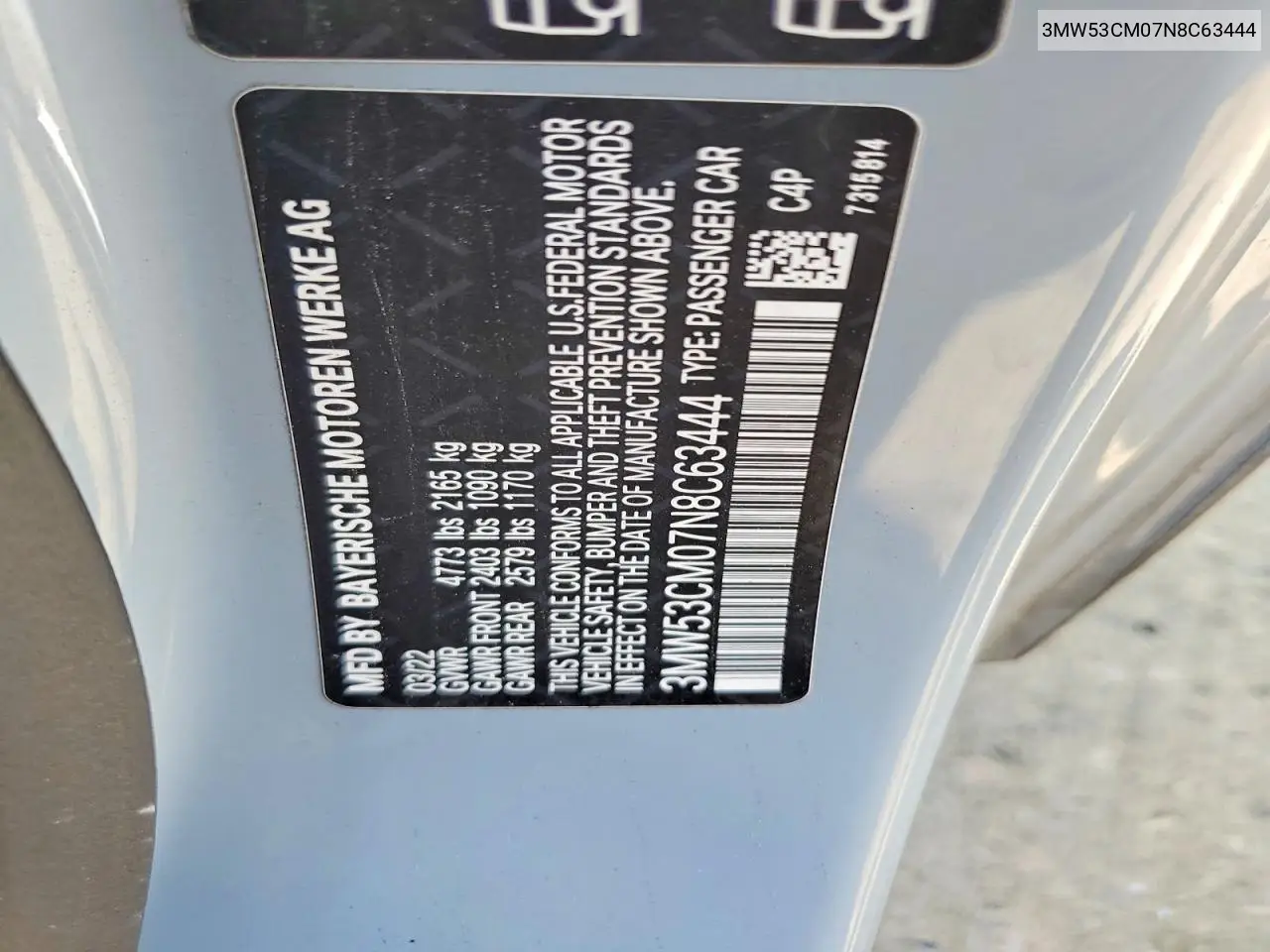 2022 BMW M240Xi VIN: 3MW53CM07N8C63444 Lot: 60503046