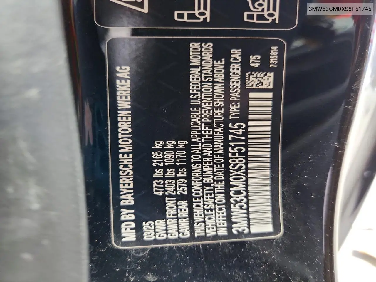 2025 BMW M240Xi VIN: 3MW53CM0XS8F51745 Lot: 59617796