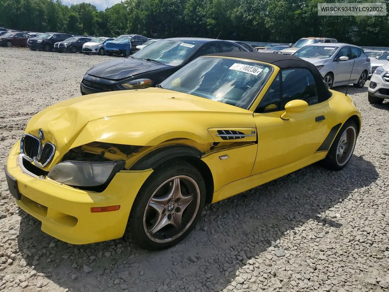 2000 BMW M Roadster VIN: WBSCK9343YLC92002 Lot: 59240236