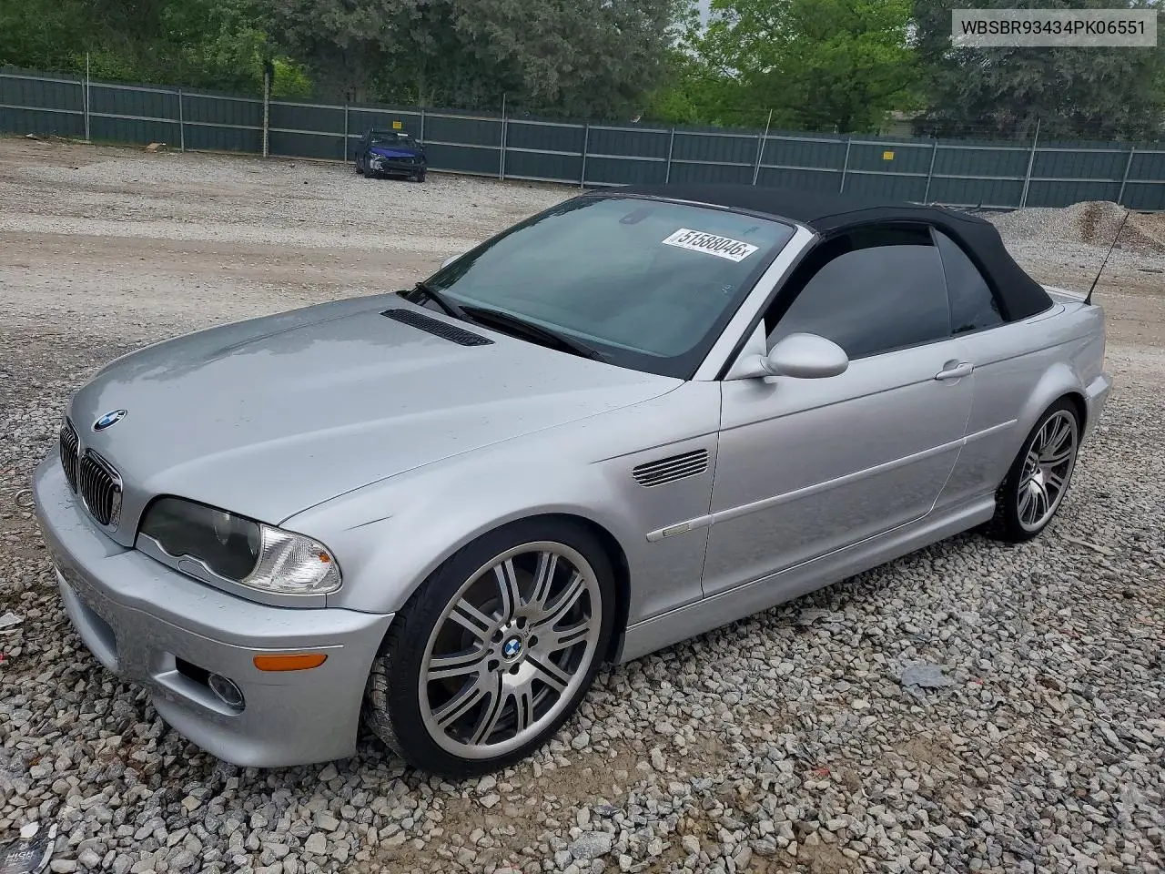 2004 BMW M3 VIN: WBSBR93434PK06551 Lot: 51588046