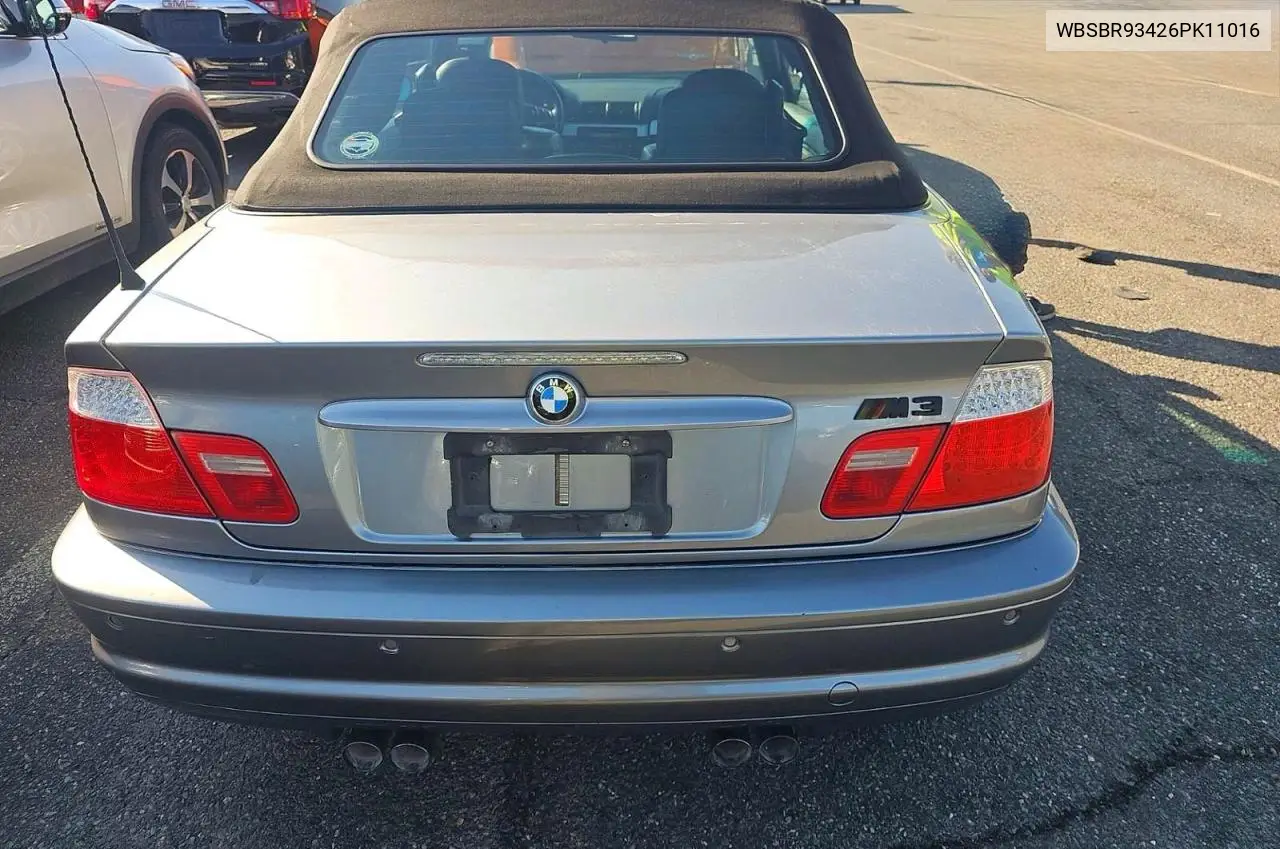 2006 BMW M3 VIN: WBSBR93426PK11016 Lot: 61739806