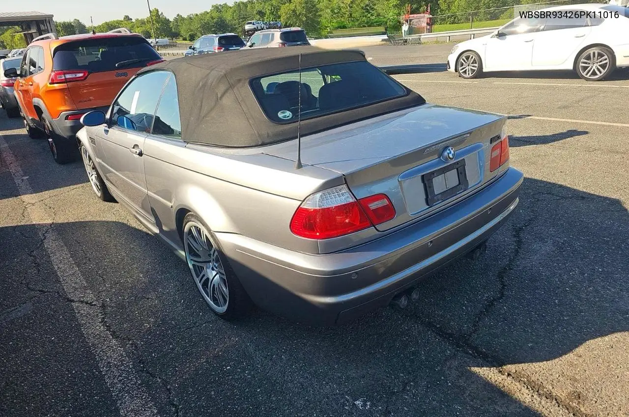 2006 BMW M3 VIN: WBSBR93426PK11016 Lot: 61739806