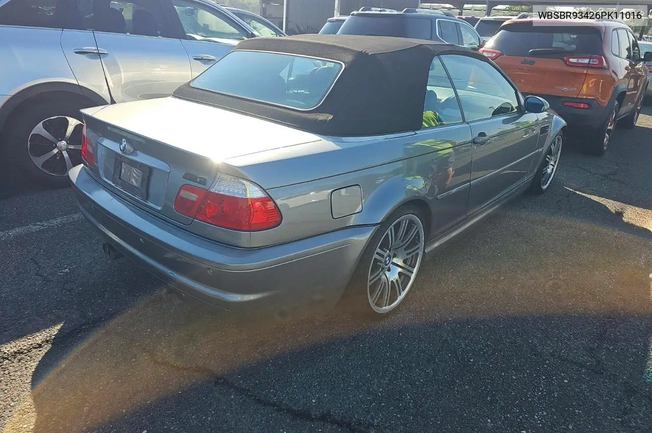 2006 BMW M3 VIN: WBSBR93426PK11016 Lot: 61739806