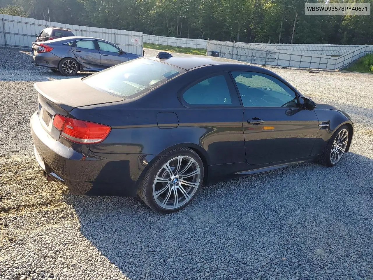 2008 BMW M3 VIN: WBSWD93578PY40671 Lot: 57193006