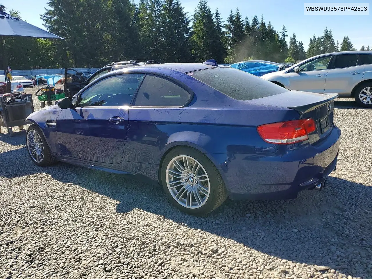 2008 BMW M3 VIN: WBSWD93578PY42503 Lot: 57558656