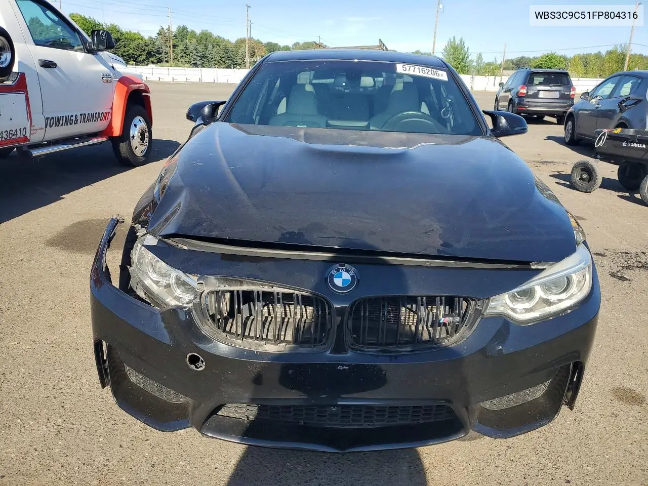2015 BMW M3 VIN: WBS3C9C51FP804316 Lot: 57716206