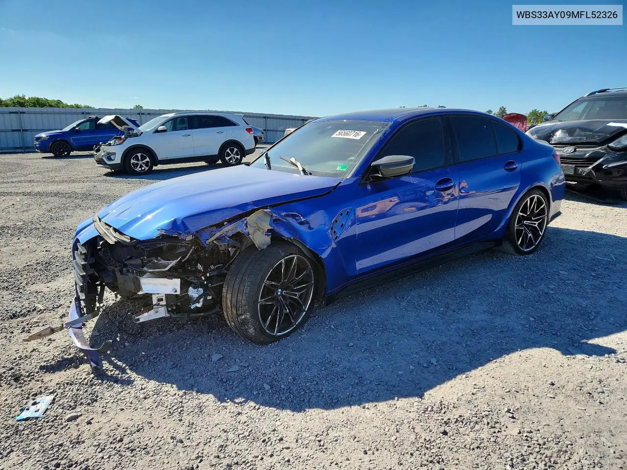2021 BMW M3 Competition VIN: WBS33AY09MFL52326 Lot: 56560716