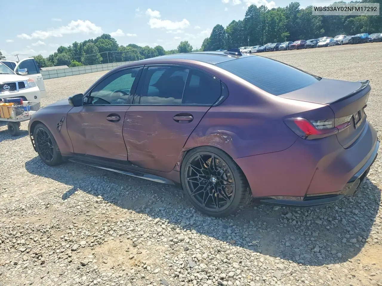 2022 BMW M3 Competition VIN: WBS33AY02NFM17292 Lot: 56330446