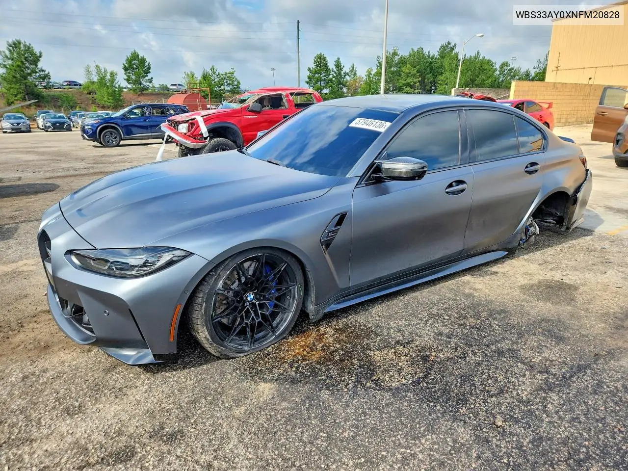2022 BMW M3 Competition VIN: WBS33AY0XNFM20828 Lot: 57946136