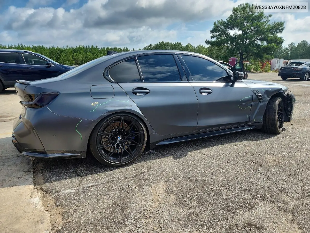 2022 BMW M3 Competition VIN: WBS33AY0XNFM20828 Lot: 57946136