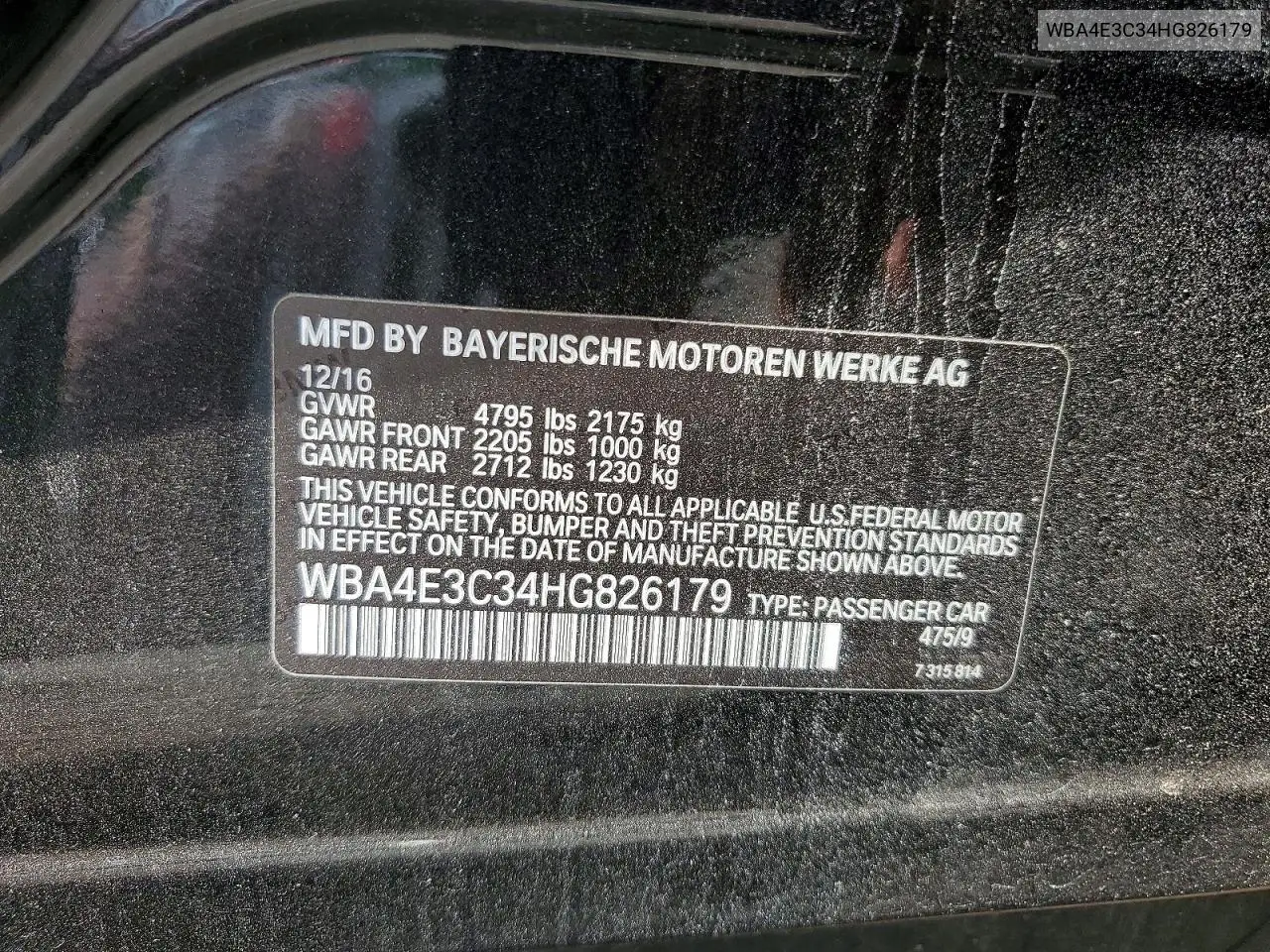 2017 BMW M440I VIN: WBA4E3C34HG826179 Lot: 59663986