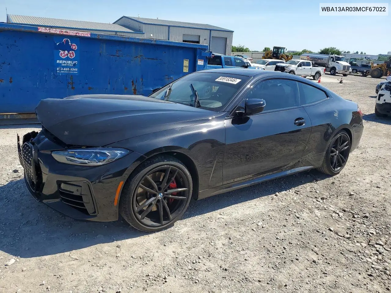 2021 BMW M440Xi VIN: WBA13AR03MCF67022 Lot: 55918346