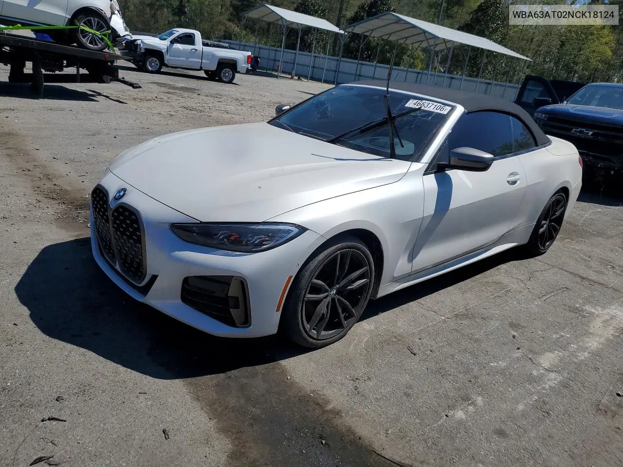 2022 BMW M440Xi VIN: WBA63AT02NCK18124 Lot: 46637106