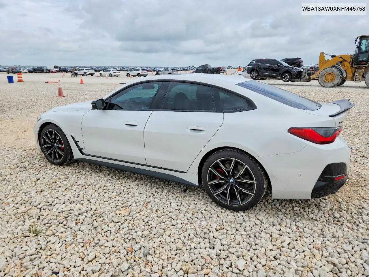 2022 BMW M440Xi Gran Coupe VIN: WBA13AW0XNFM45758 Lot: 56566526