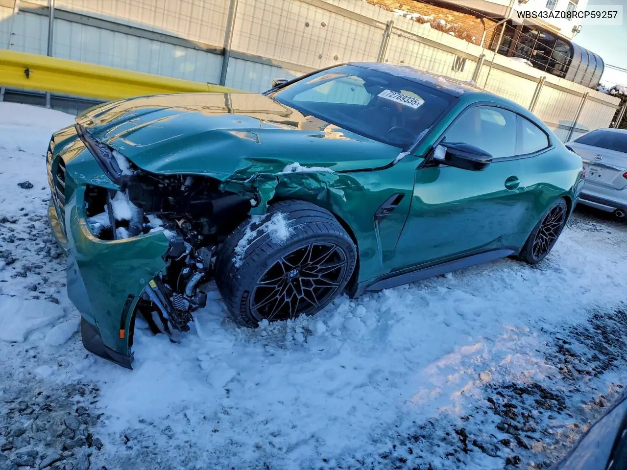 2024 BMW M4 Competition VIN: WBS43AZ08RCP59257 Lot: 72769335