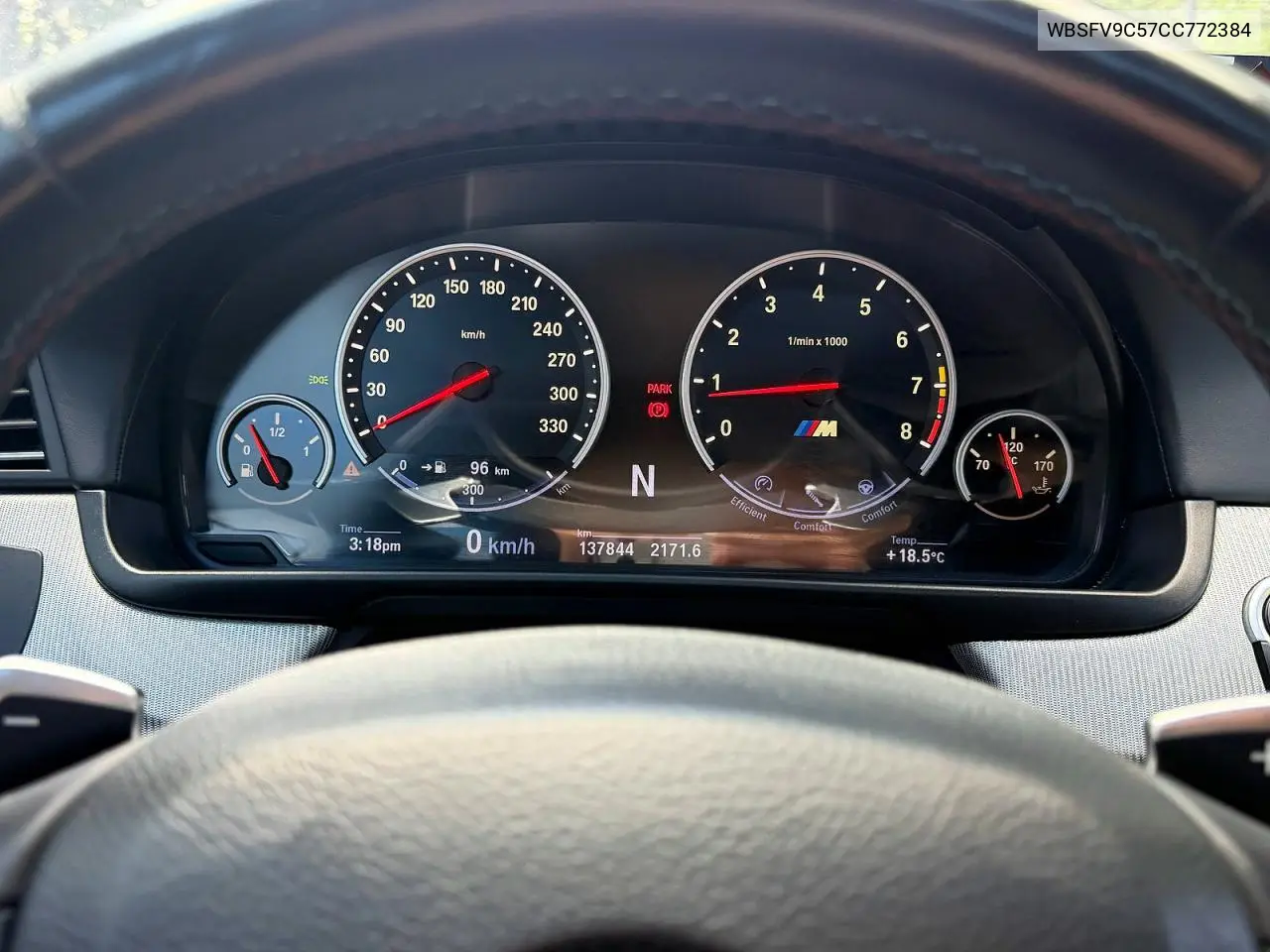 2012 BMW M5 VIN: WBSFV9C57CC772384 Lot: 56181486
