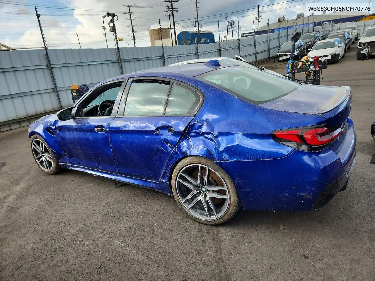 2022 BMW M5 Competition VIN: WBS83CH05NCH70776 Lot: 52031526