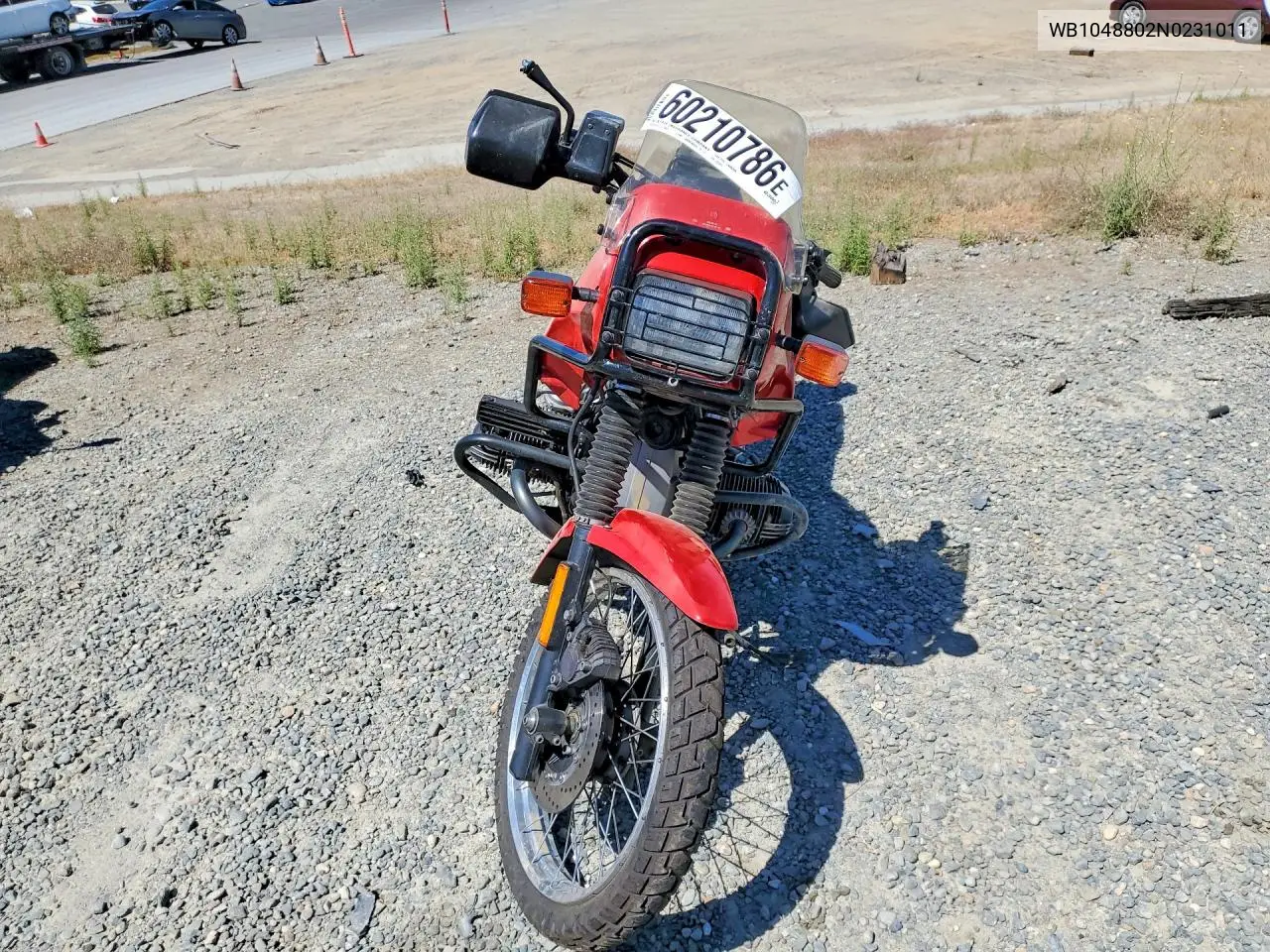 1992 BMW R100 Gs VIN: WB1048802N0231011 Lot: 60210786