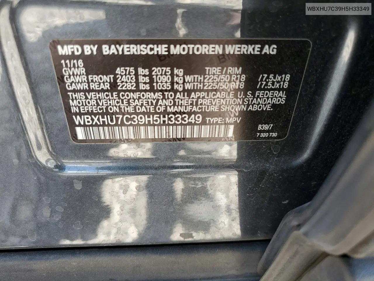 2017 BMW X1 Sdrive28I VIN: WBXHU7C39H5H33349 Lot: 57176436