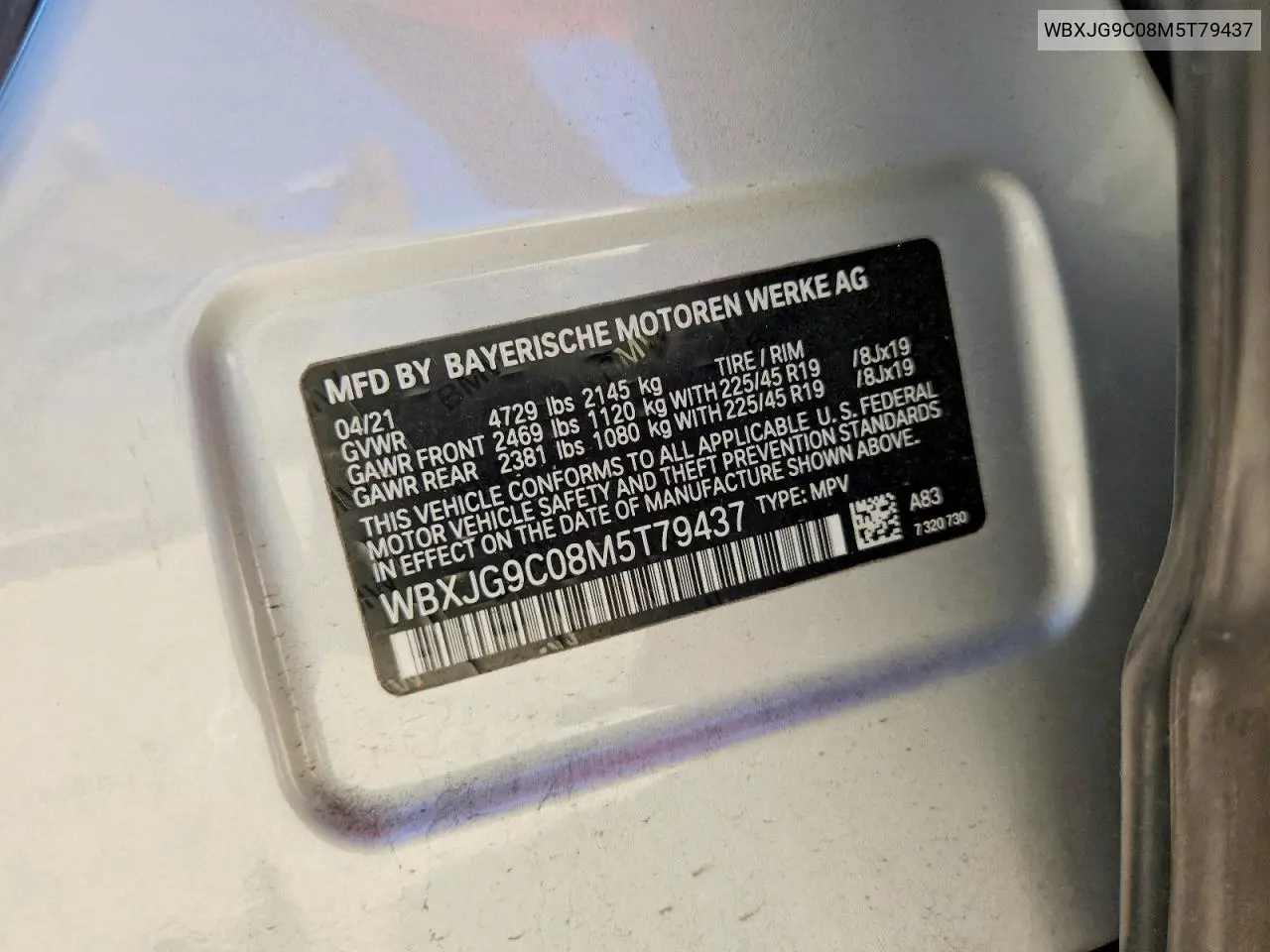 WBXJG9C08M5T79437 2021 BMW X1 xDrive28I