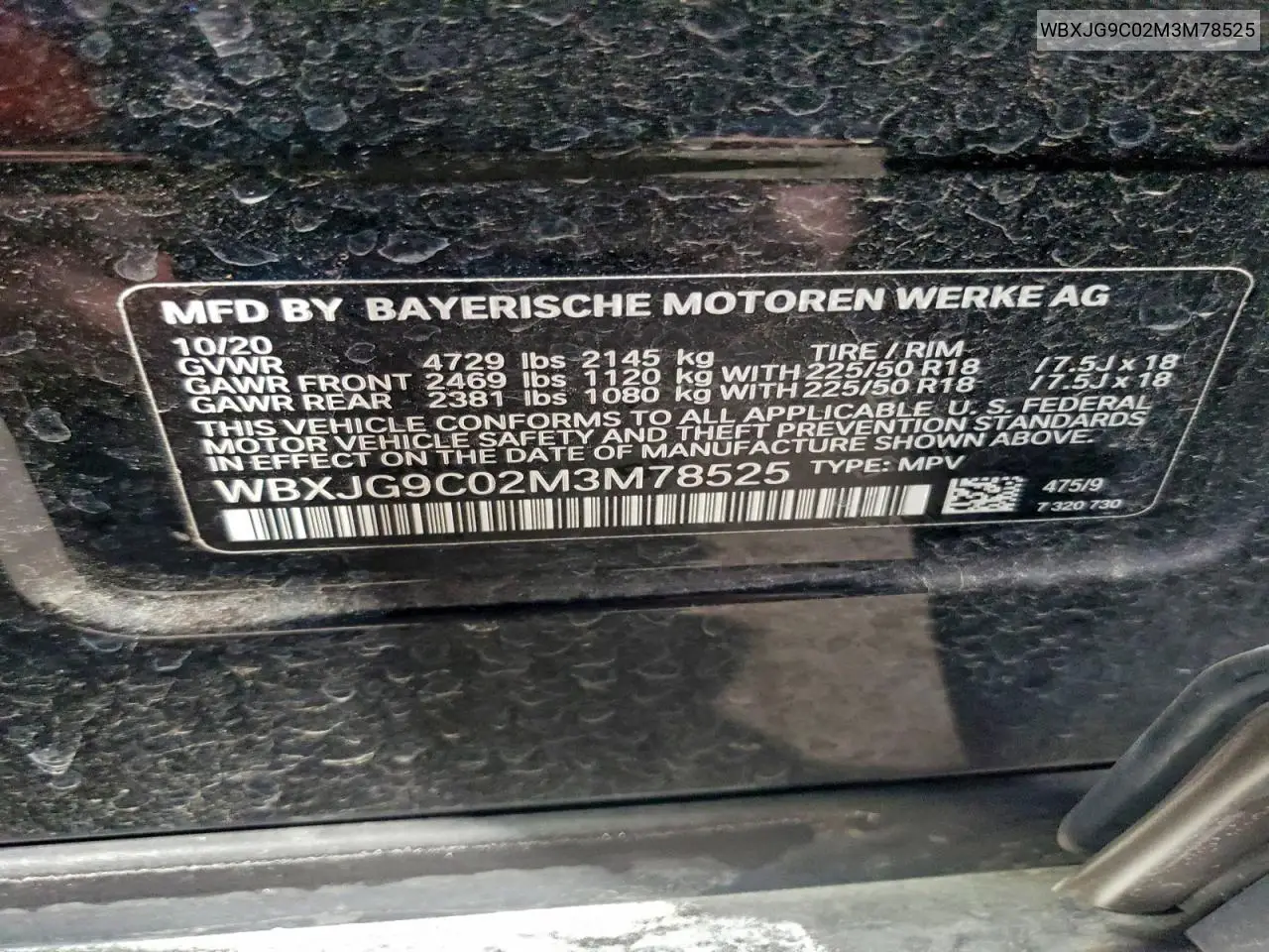 WBXJG9C02M3M78525 2021 BMW X1 xDrive28I