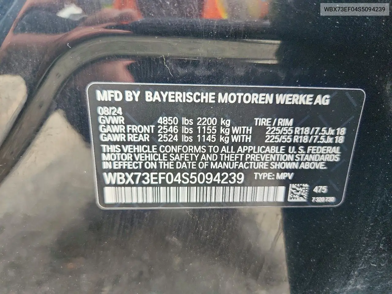2025 BMW X1 xDrive28I VIN: WBX73EF04S5094239 Lot: 61200346