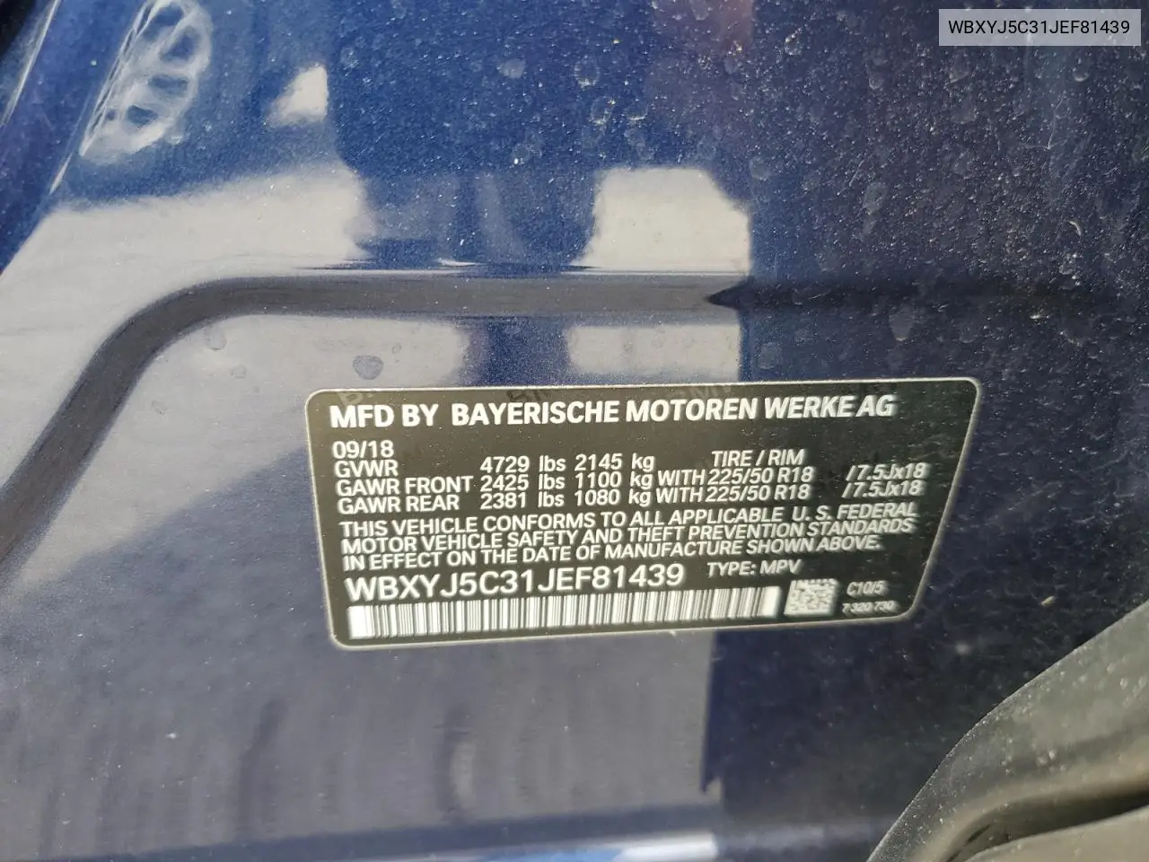 2018 BMW X2 xDrive28I VIN: WBXYJ5C31JEF81439 Lot: 89831925