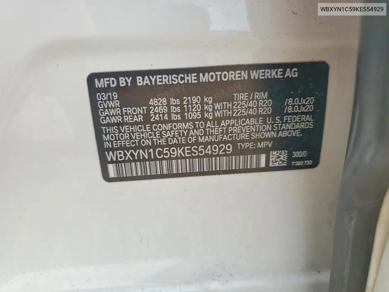 2019 BMW X2 M35I VIN: WBXYN1C59KES54929 Lot: 56512136