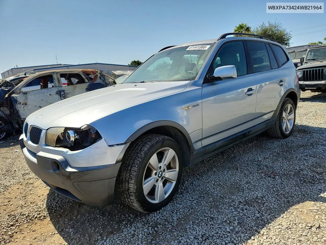 2004 BMW X3 2.5I VIN: WBXPA73424WB21964 Lot: 61441366