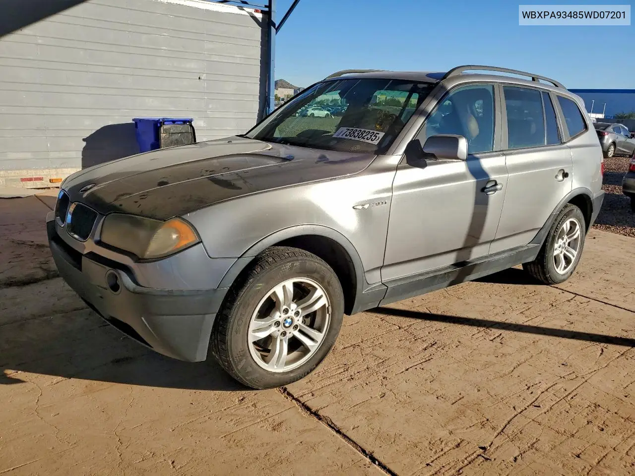 2005 BMW X3 3.0I VIN: WBXPA93485WD07201 Lot: 73838235