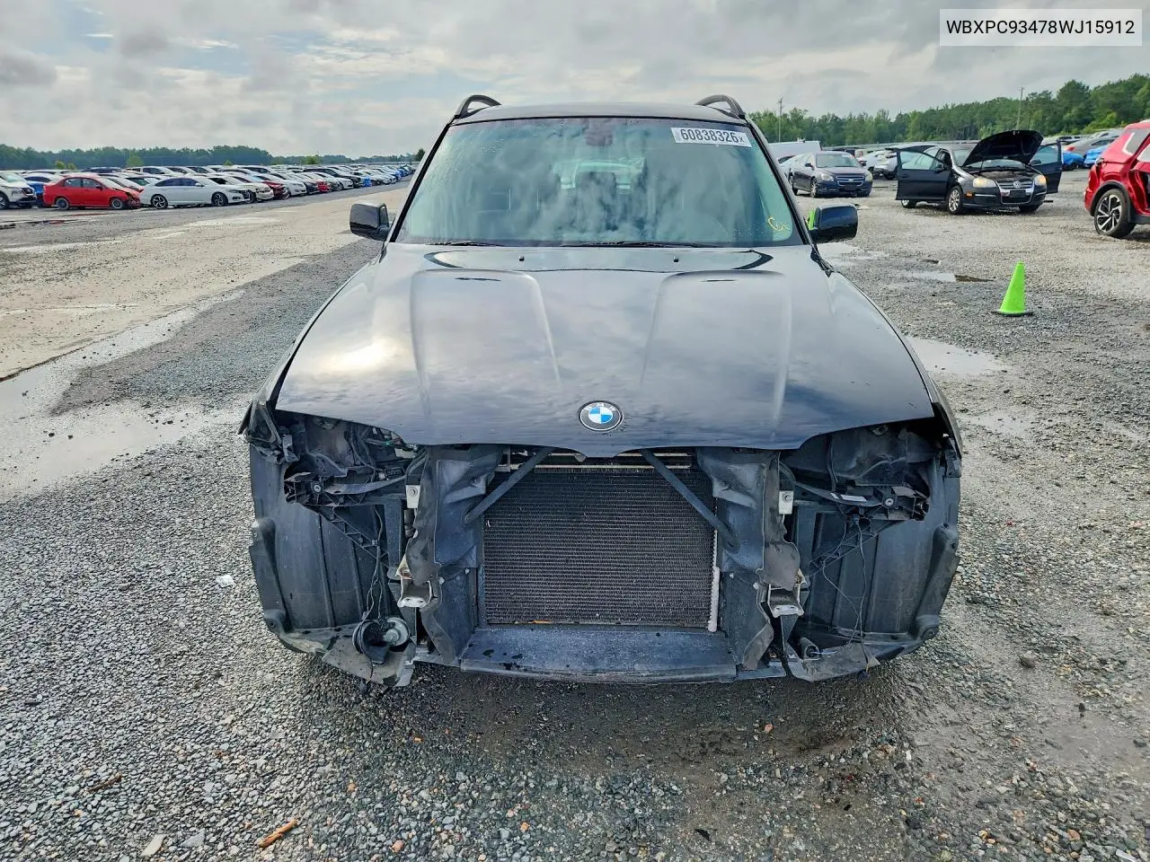 2008 BMW X3 3.0Si VIN: WBXPC93478WJ15912 Lot: 60838326