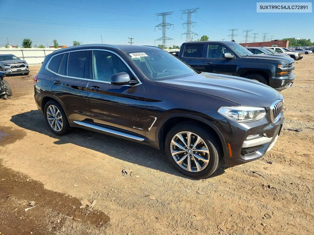 2018 BMW X3 xDrive30I VIN: 5UXTR9C54JLC72891 Lot: 60206326