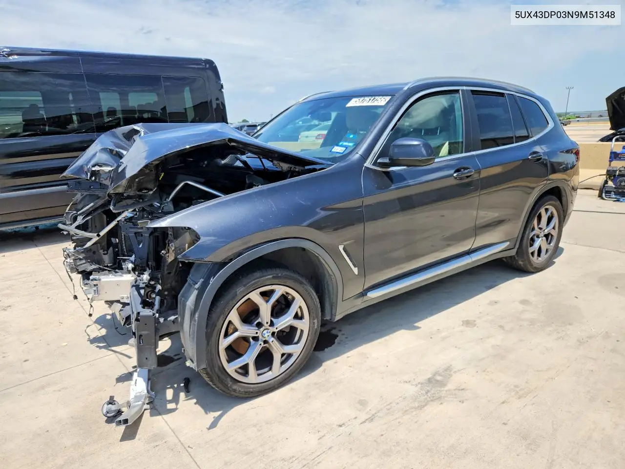 2022 BMW X3 Sdrive30I VIN: 5UX43DP03N9M51348 Lot: 58761756